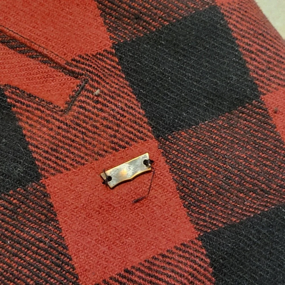 Levis Mens XL Wool Blend Buffalo Quilted Hooded Plaid Jacket Coat VERY RARE - Picture 3 of 16